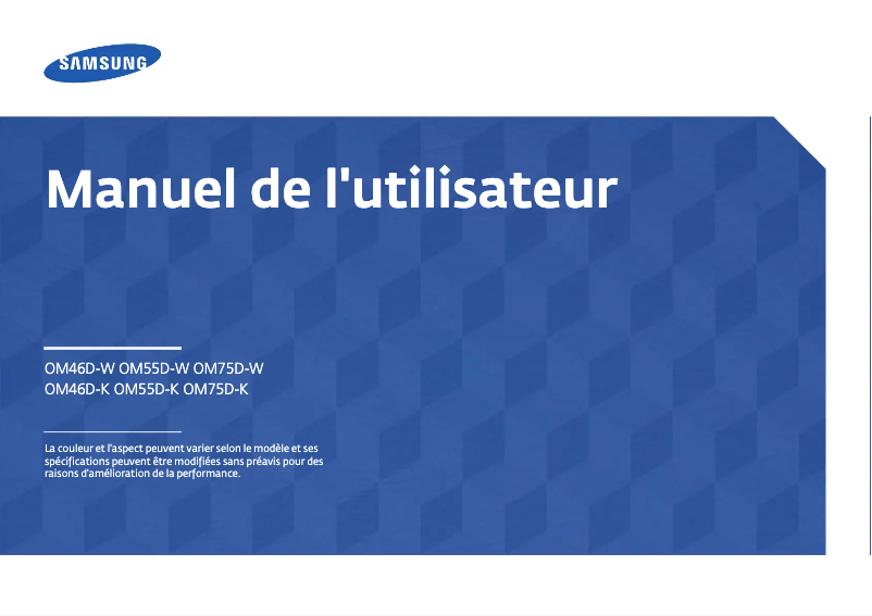 Page n°1 - Manuel utilisateur Samsung OM46D-W