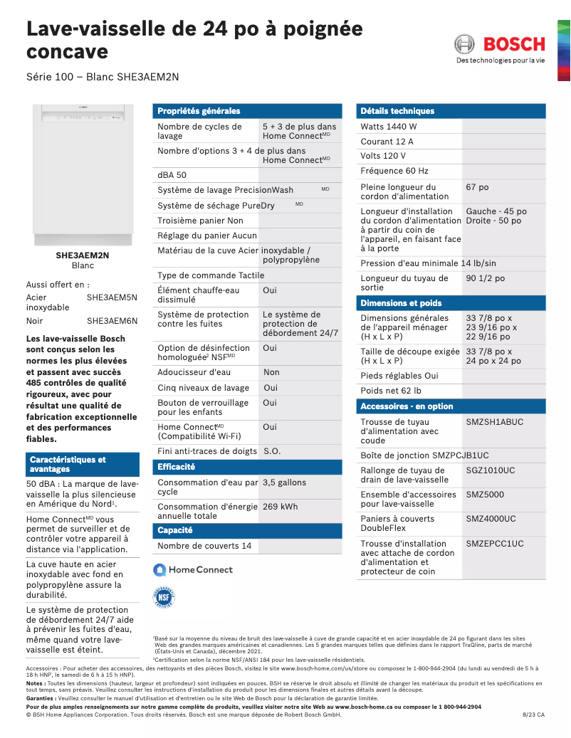 Image de la première page du manuel de l'appareil SHE3AEM2N
