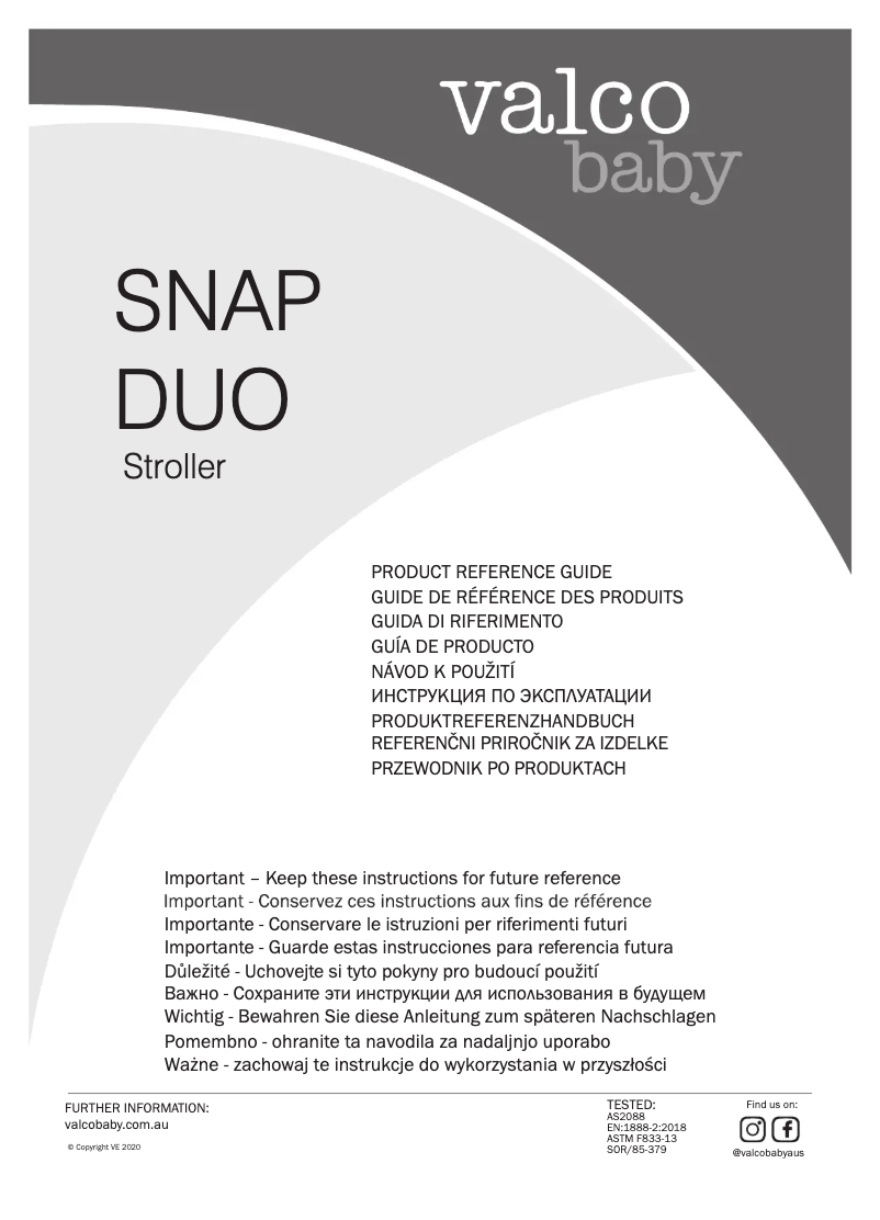 Page n°1 - Manuel utilisateur Valco Baby Snap Duo