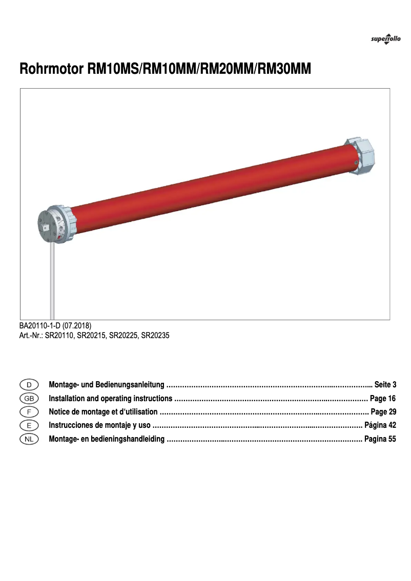 Página 1 del manual Manual de usuario Superrollo RM10MM