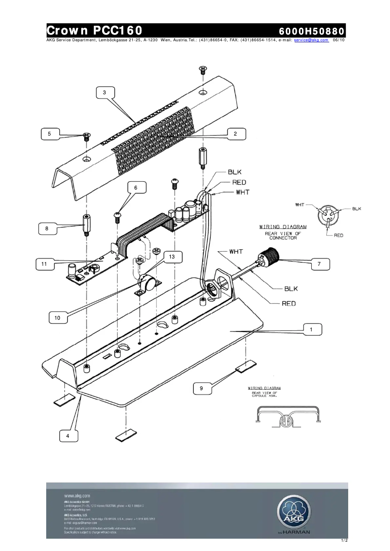 Page n°1 - Manuel utilisateur AKG PCC160