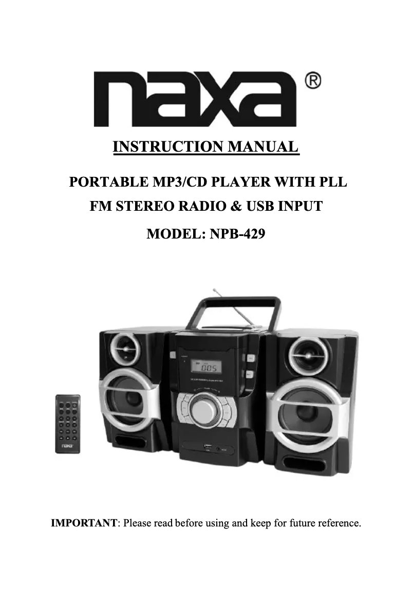 Image de la première page du manuel de l'appareil NPB-429