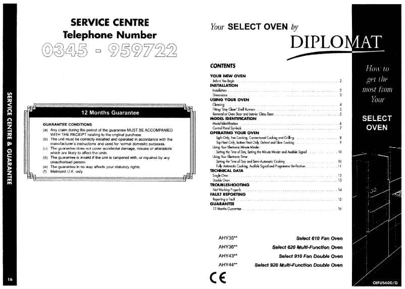 Page n°1 - Manuel utilisateur Diplomat Select 620
