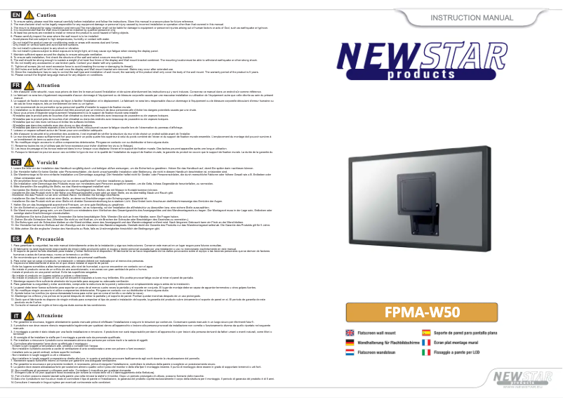 Page 1 de la notice Manuel utilisateur Newstar FPMA-W50