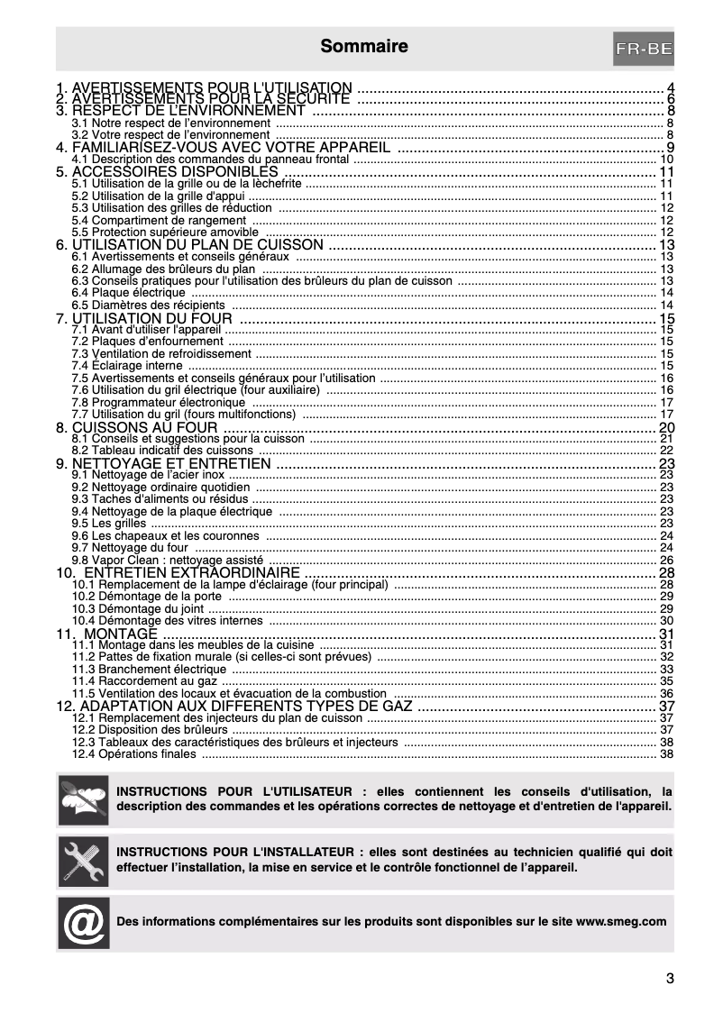 Page 1 de la notice Manuel utilisateur Smeg C113GMX9