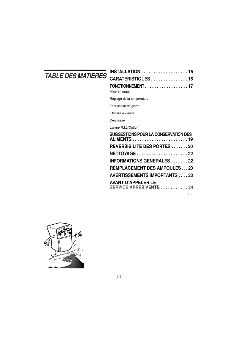 Page 1 de la notice Manuel utilisateur LG GR-242MVF