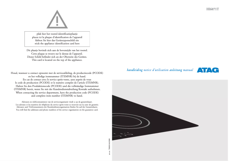 Page n°1 - Manuel utilisateur Atag HI6071T