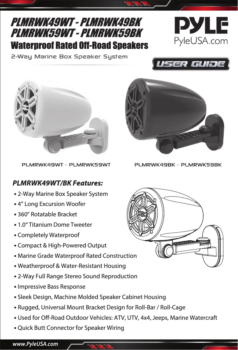 Page n°1 - Manuel utilisateur Pyle PLMRWK49BK