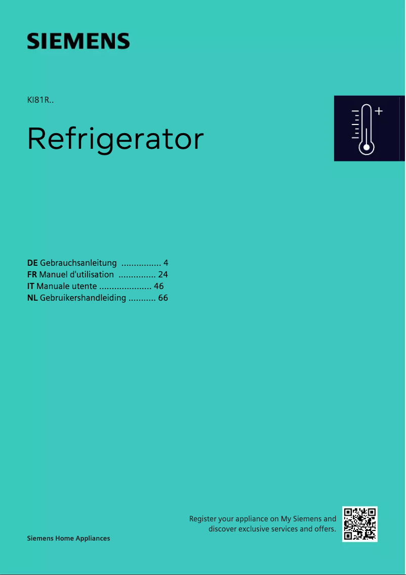 Page 1 de la notice Manuel utilisateur Siemens KI81RVFE0