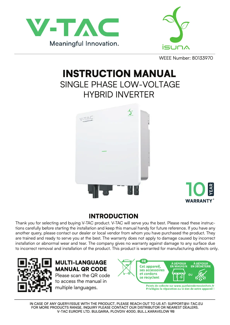 Image de la première page du manuel de l'appareil VT-Isuna 6000S