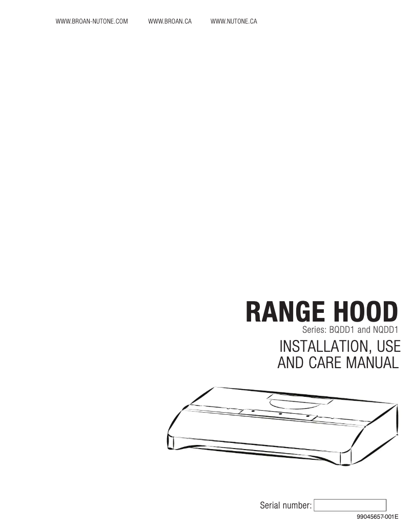 Page 1 de la notice Guide d'installation NuTone NQDD130SS