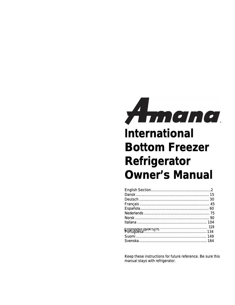 Page 1 de la notice Manuel utilisateur Amana BX518VE