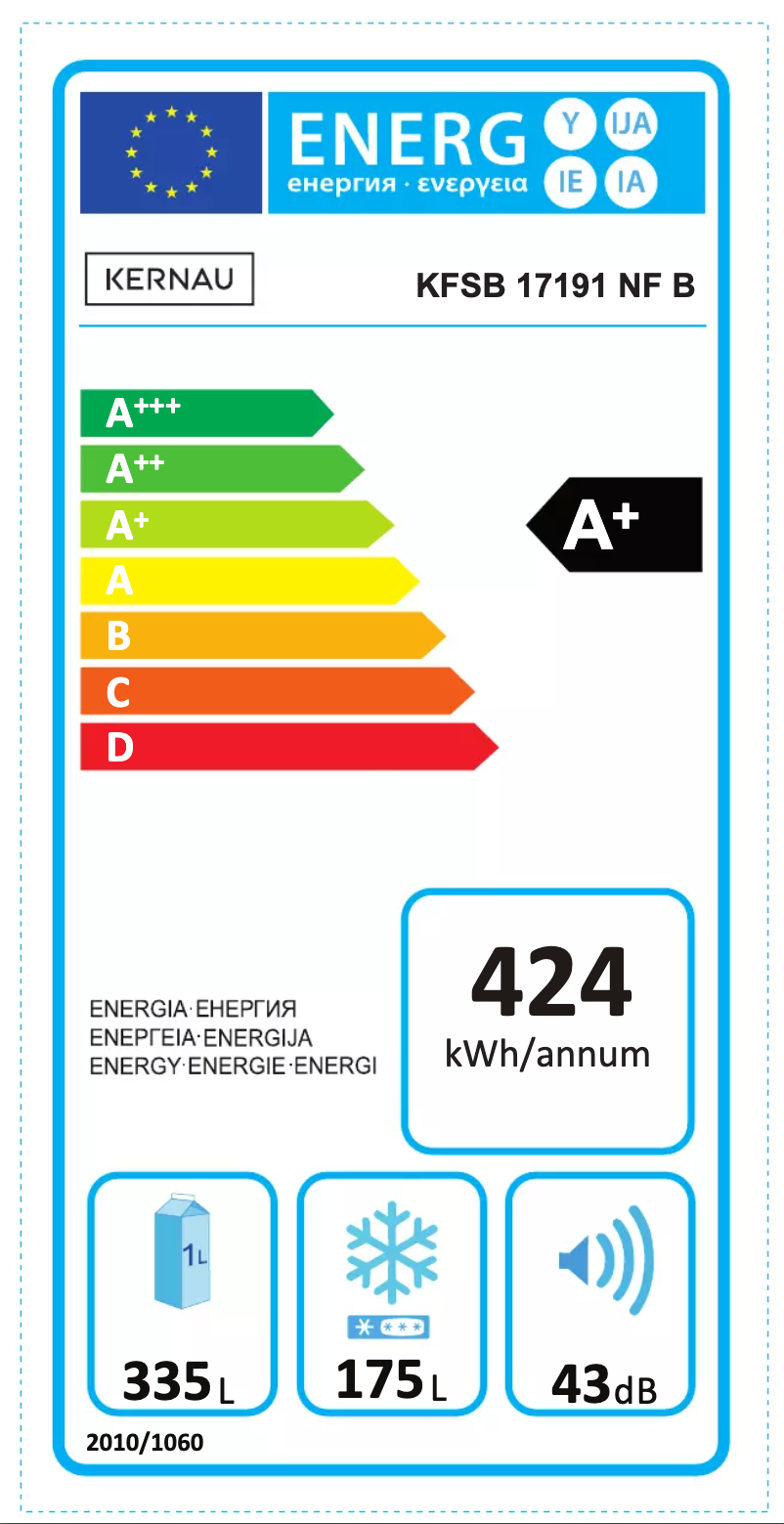 Page 1 de la notice Label énergétique Kernau KFSB 17191 NF B