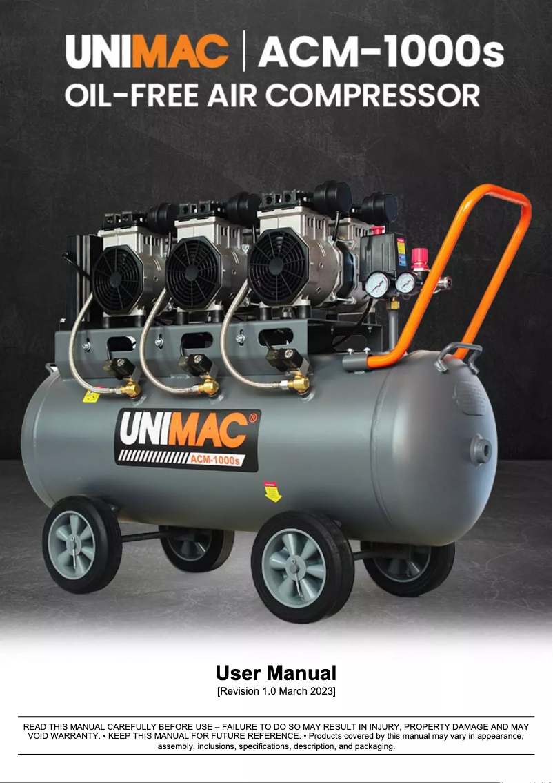 Page n°1 - Manuel utilisateur Unimac ACM-1000s