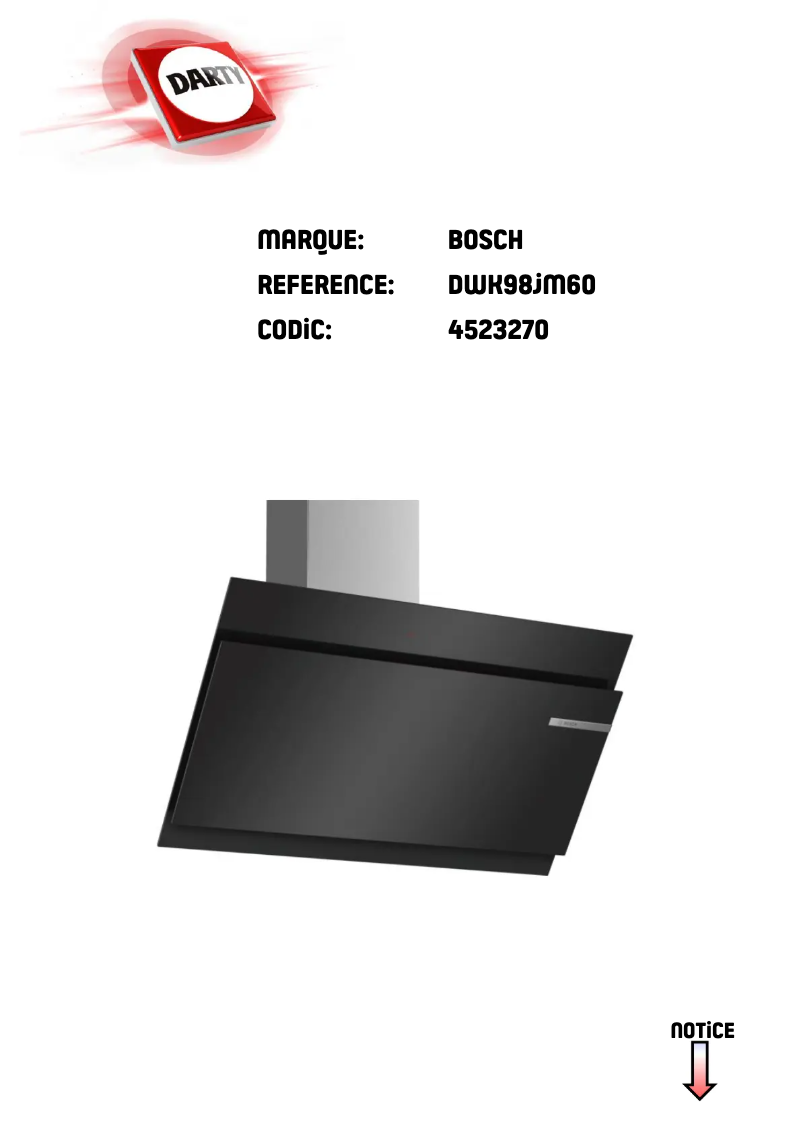 Page 1 de la notice Manuel utilisateur Bosch DWK98JM60