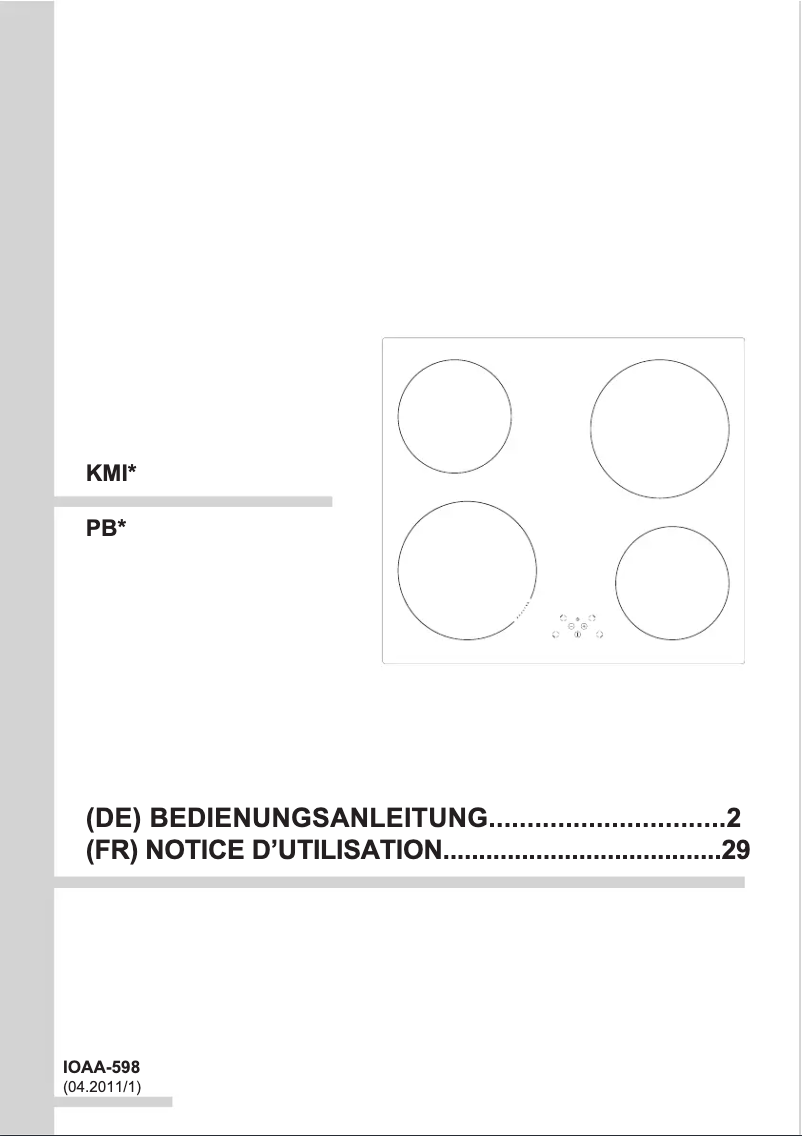 Page n°1 - Manuel utilisateur Amica KMI 13293 C