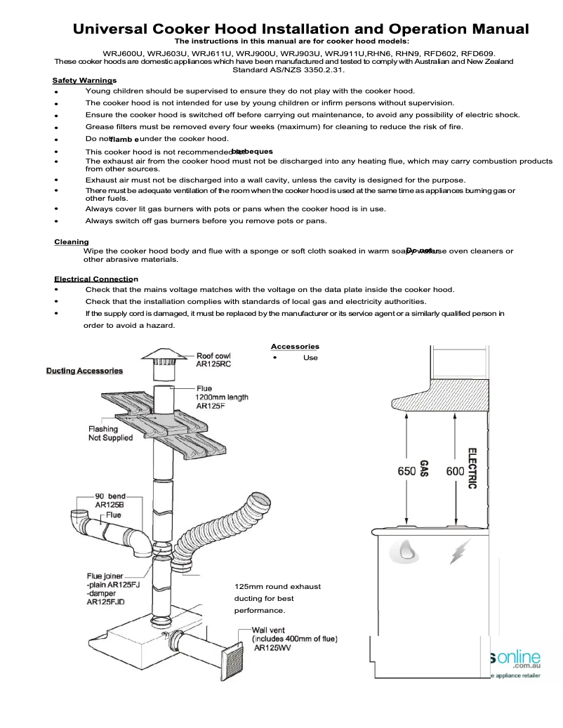 Page n°1 - Manuel utilisateur Westinghouse WRJ900UW