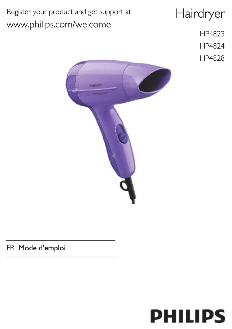 Page 1 de la notice Manuel utilisateur Philips SalonCompact HP4824