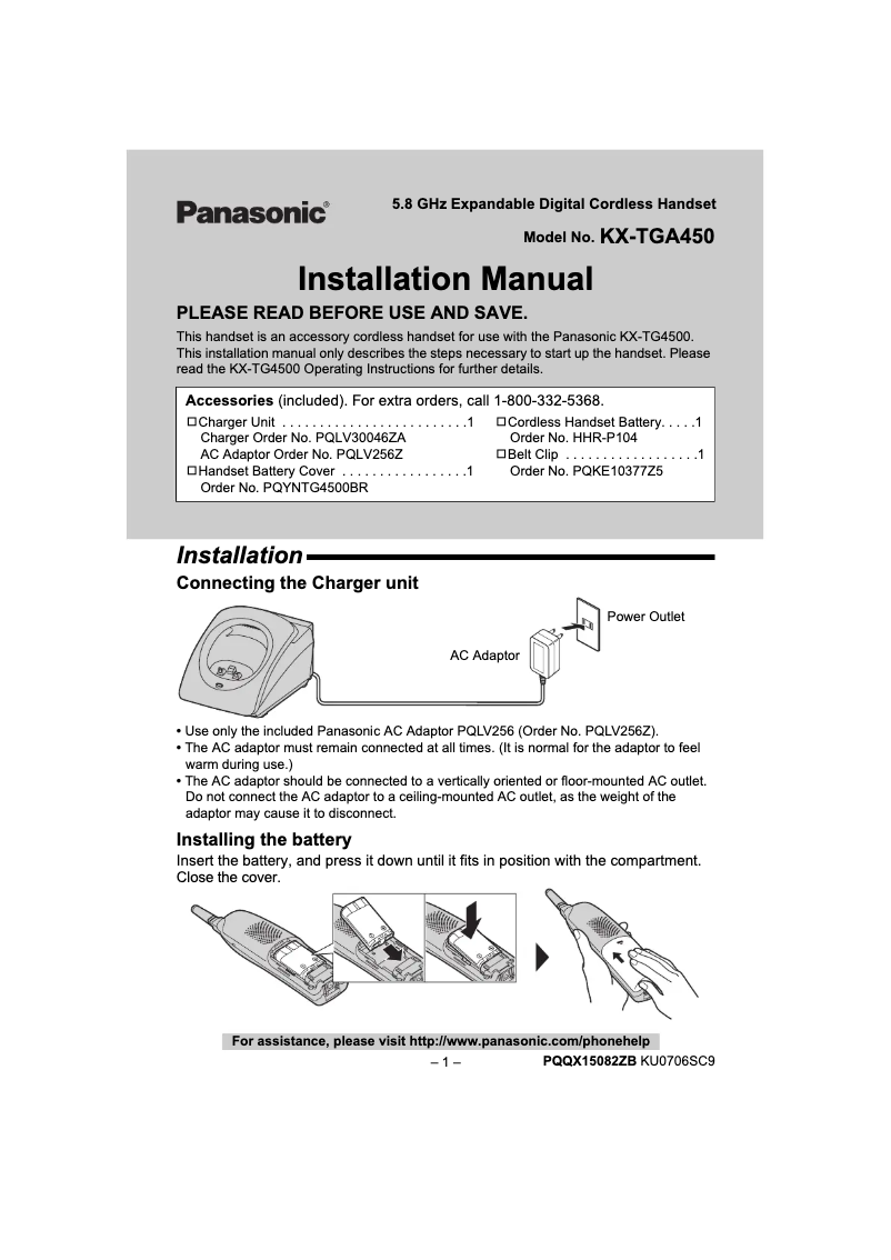 Página 1 del manual Manual de usuario Panasonic KX-TGA450