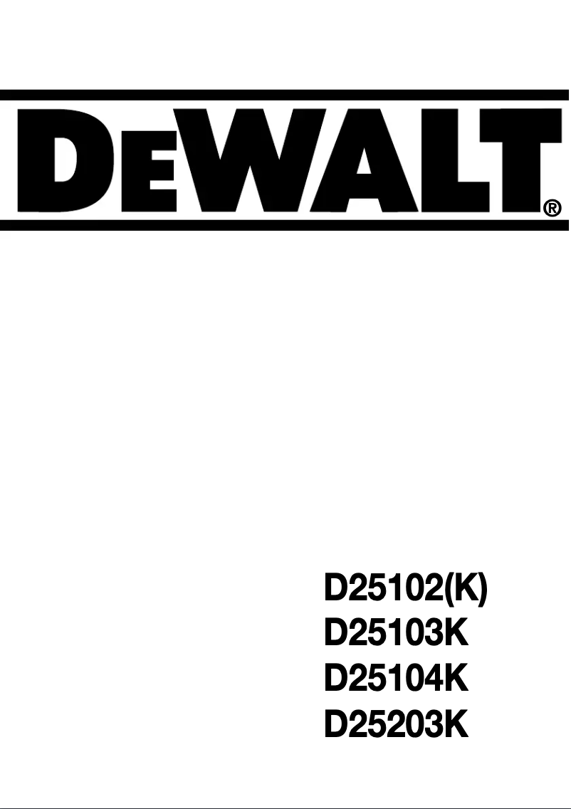 Page n°1 - Manuel utilisateur DeWalt D25102