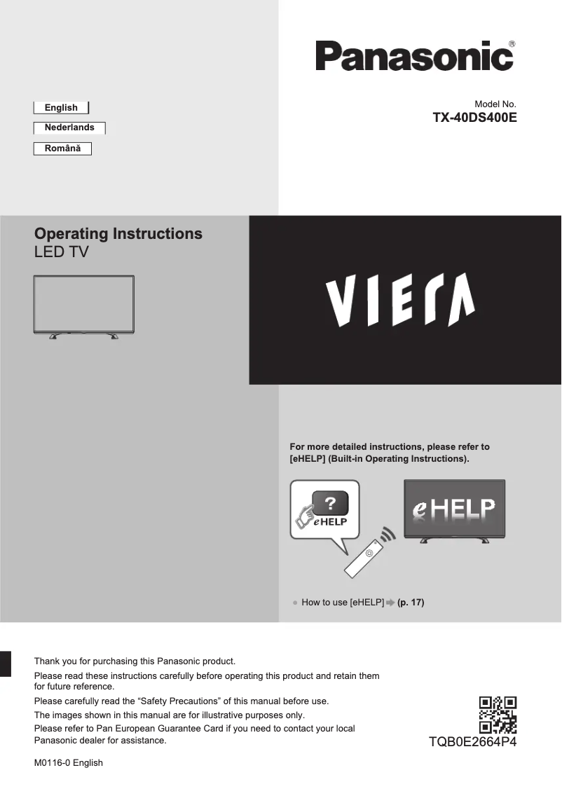 Page 1 de la notice Guide de démarrage rapide Panasonic Viera TX-40AX630E