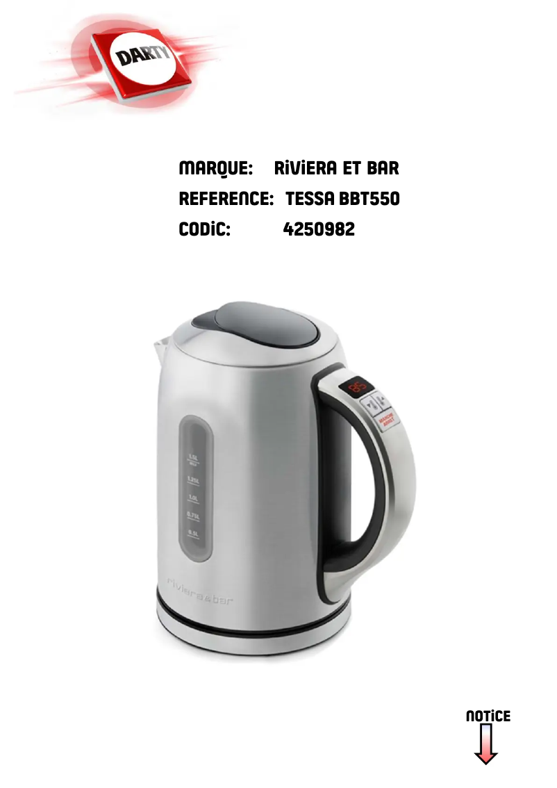 Image de la première page du manuel de l'appareil BBT550