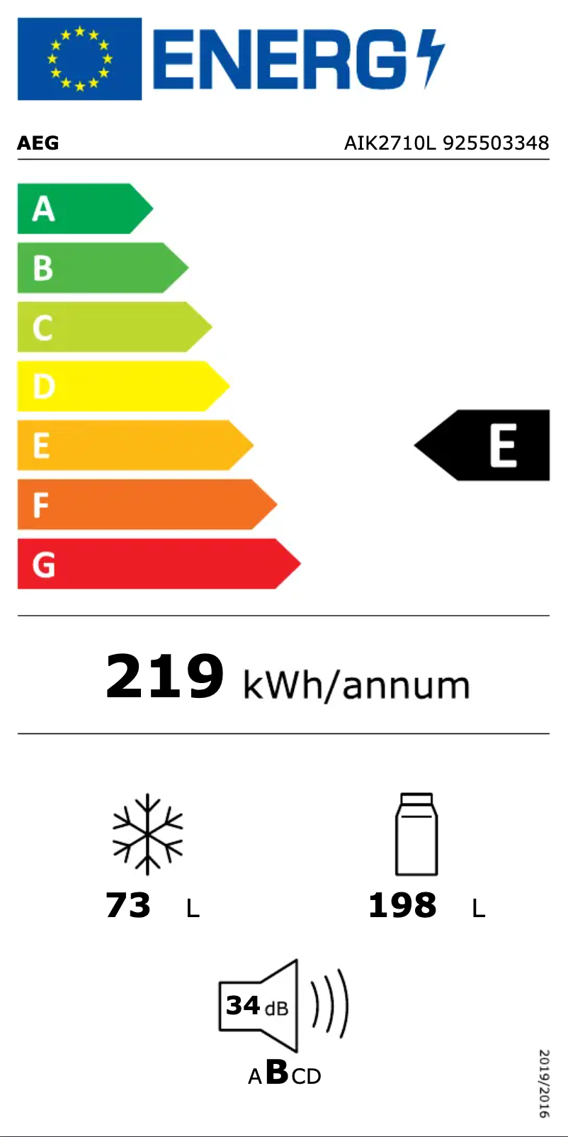 Page n°1 - Label énergétique AEG AIK2710L