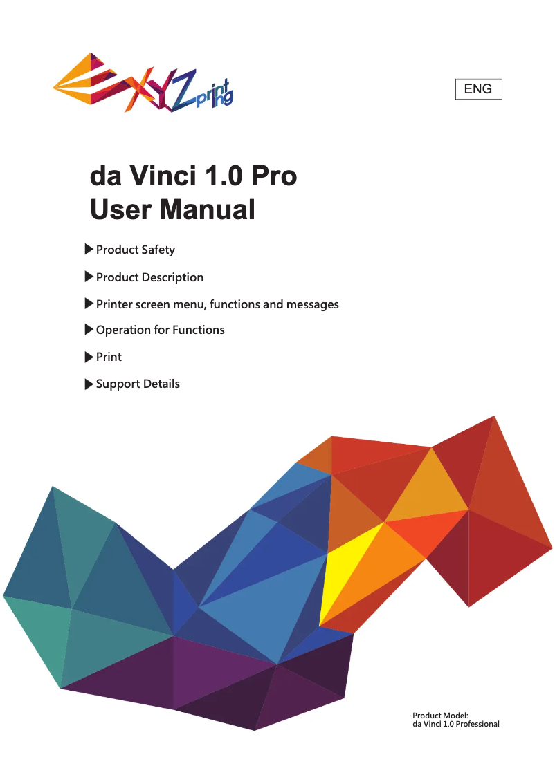 Image de la première page du manuel de l'appareil da Vinci 1.0 Pro