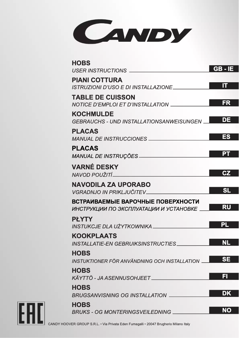 Page 1 de la notice Manuel utilisateur Candy CH630 C/1