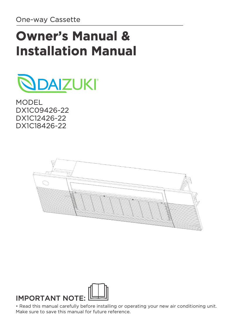 Page 1 de la notice Manuel utilisateur Daizuki DX1C09426-22