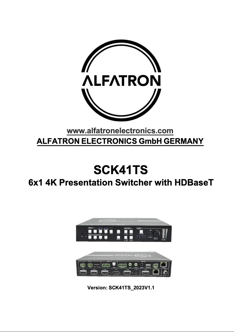 Image de la première page du manuel de l'appareil ALF-SCK41TS