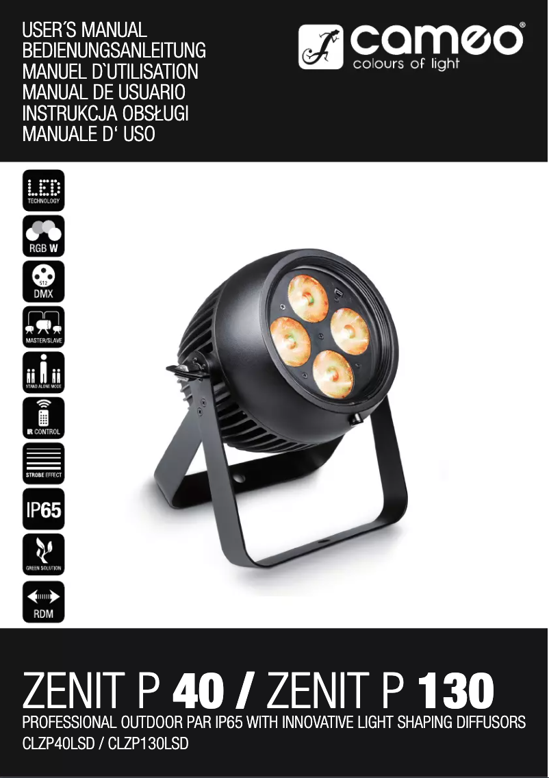 Page 1 de la notice Manuel utilisateur Cameo ZENIT P 130