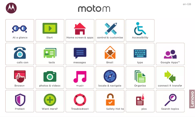 Image de la première page du manuel de l'appareil Moto M