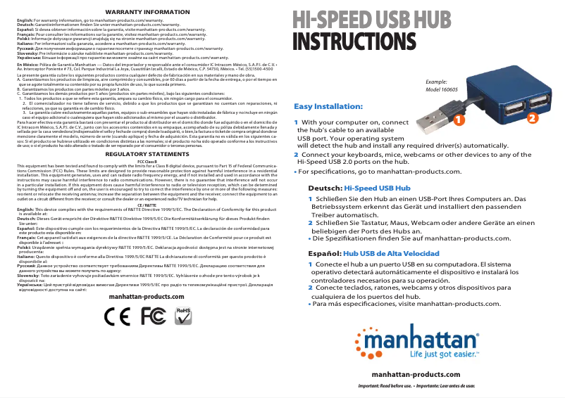 Page 1 de la notice Mode d'emploi Manhattan 160605