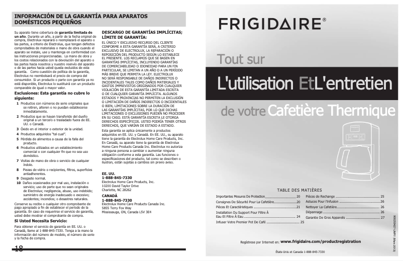 Page n°1 - Manuel utilisateur Frigidaire FPTC10D7NS