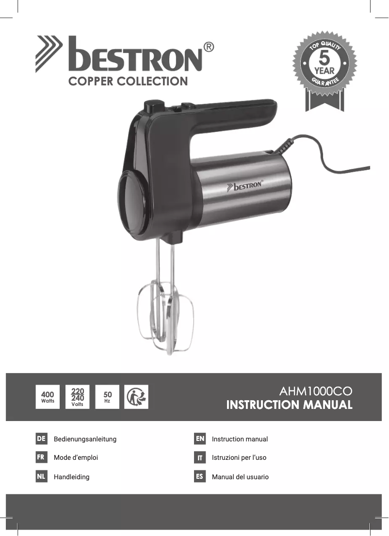 Page 1 de la notice Mode d'emploi Bestron AHM1000CO