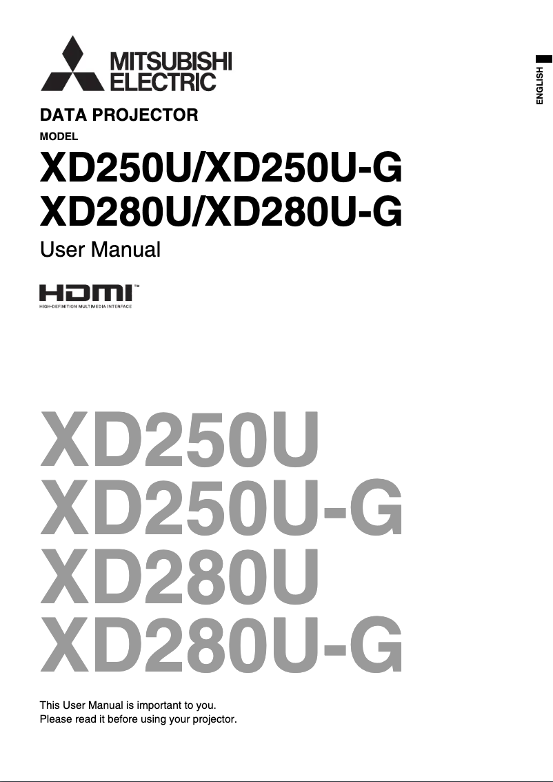 Image de la première page du manuel de l'appareil XD280U