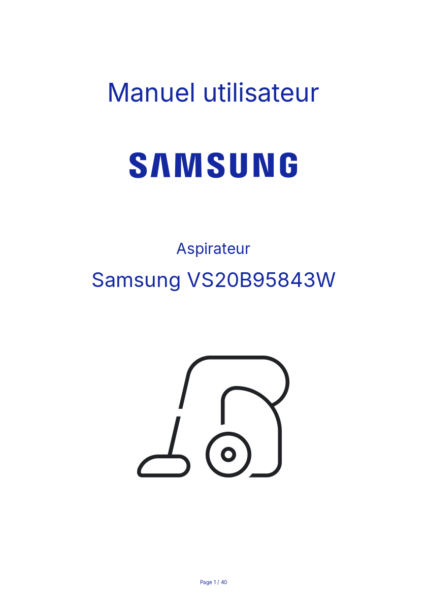 Page n°1 - Manuel utilisateur Samsung VS20B95843W