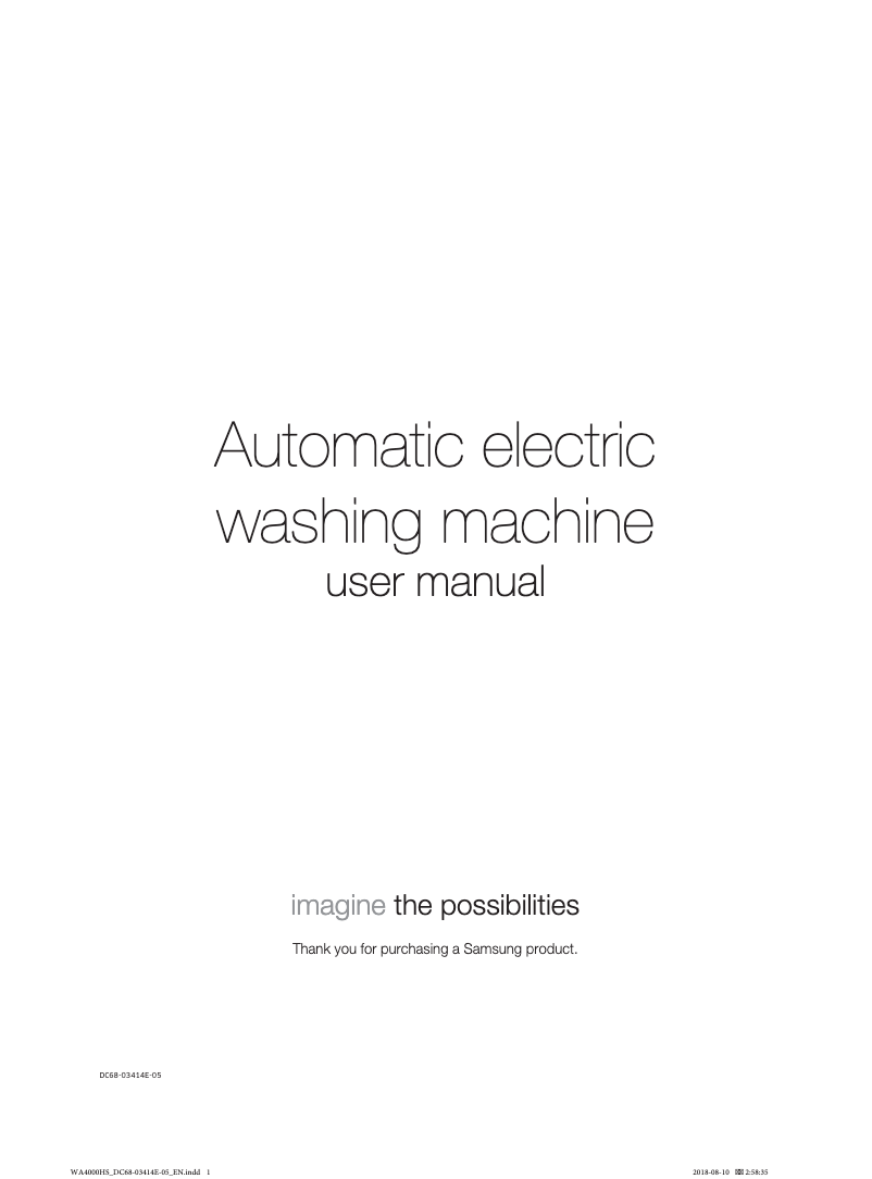 Page n°1 - Manuel utilisateur Samsung WA60H4200SW