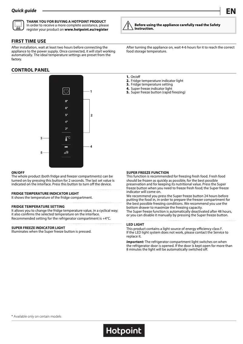 Page n°1 - Manuel utilisateur Hotpoint H5X 82O W
