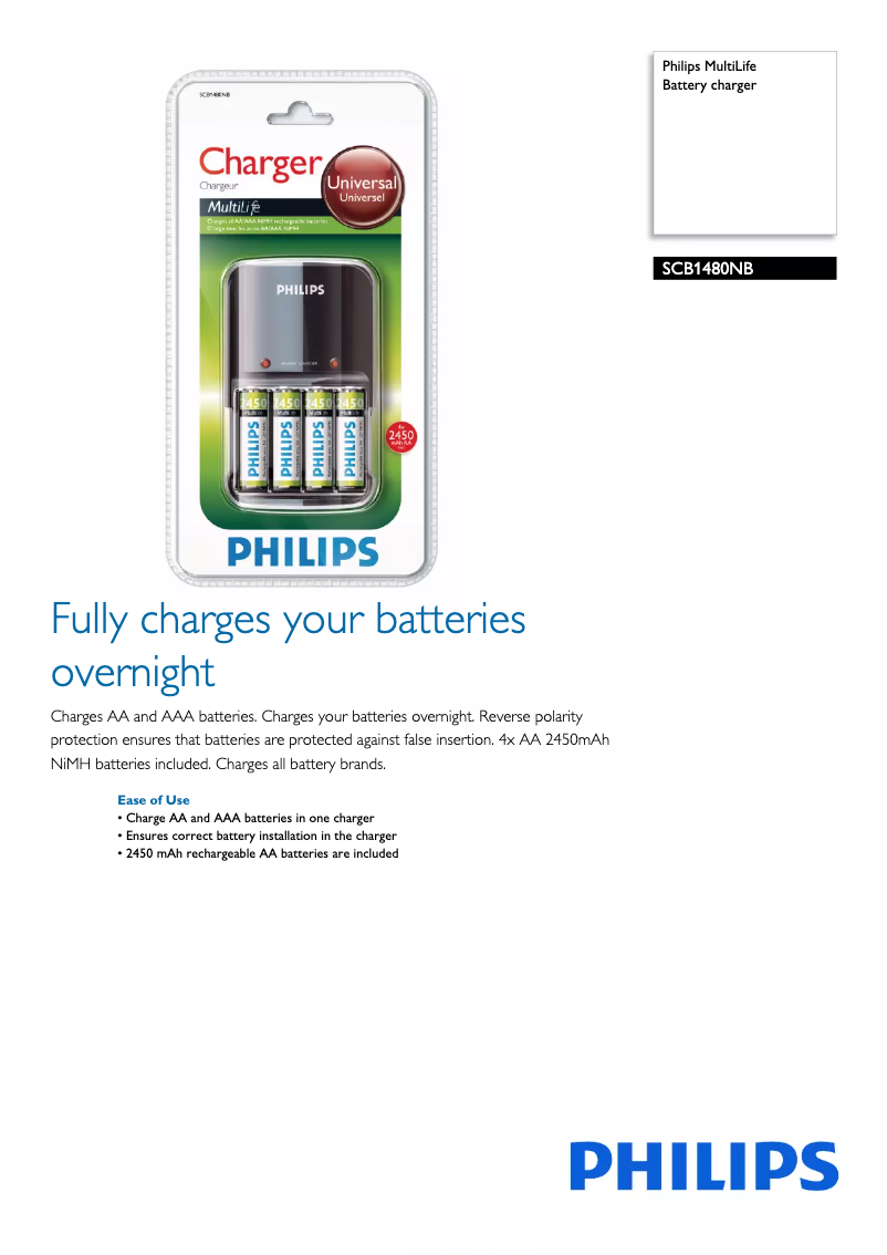 Page 1 de la notice Brochure Philips MultiLife SCB1480NB