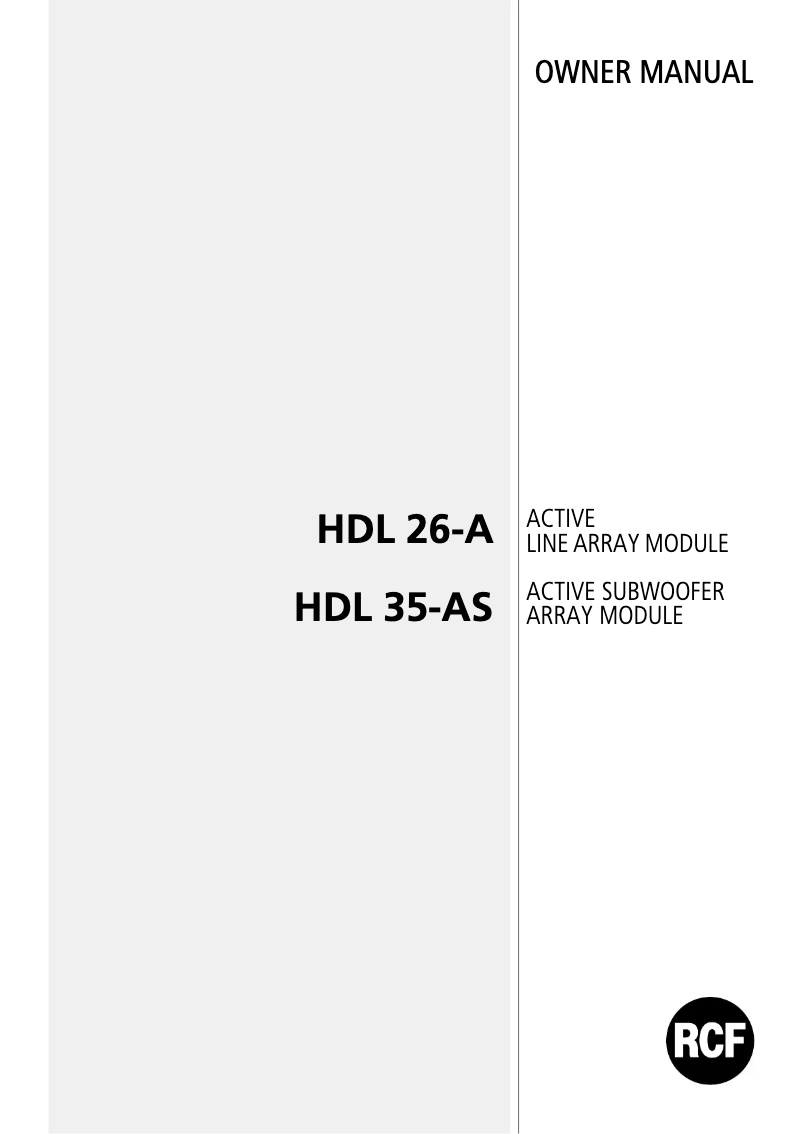 Page 1 de la notice Manuel utilisateur RCF HDL 26-A