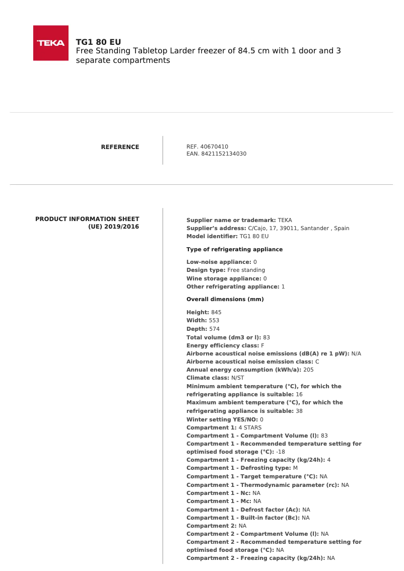 Image de la première page du manuel de l'appareil TG1 80