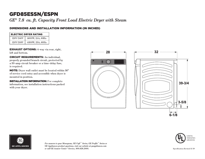 Image de la première page du manuel de l'appareil GFD85ESPNRS