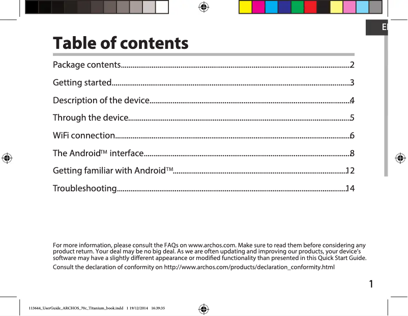 Image de la première page du manuel de l'appareil 70c