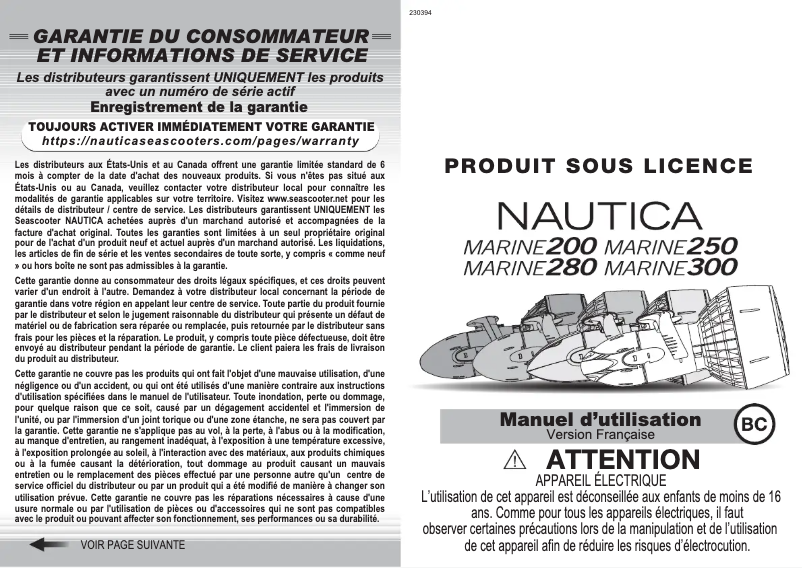 Page 1 of the manual User Manual Nautica Marine 280