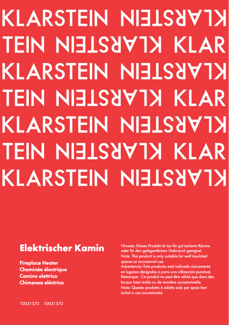 Page 1 de la notice Manuel utilisateur Klarstein 10031572