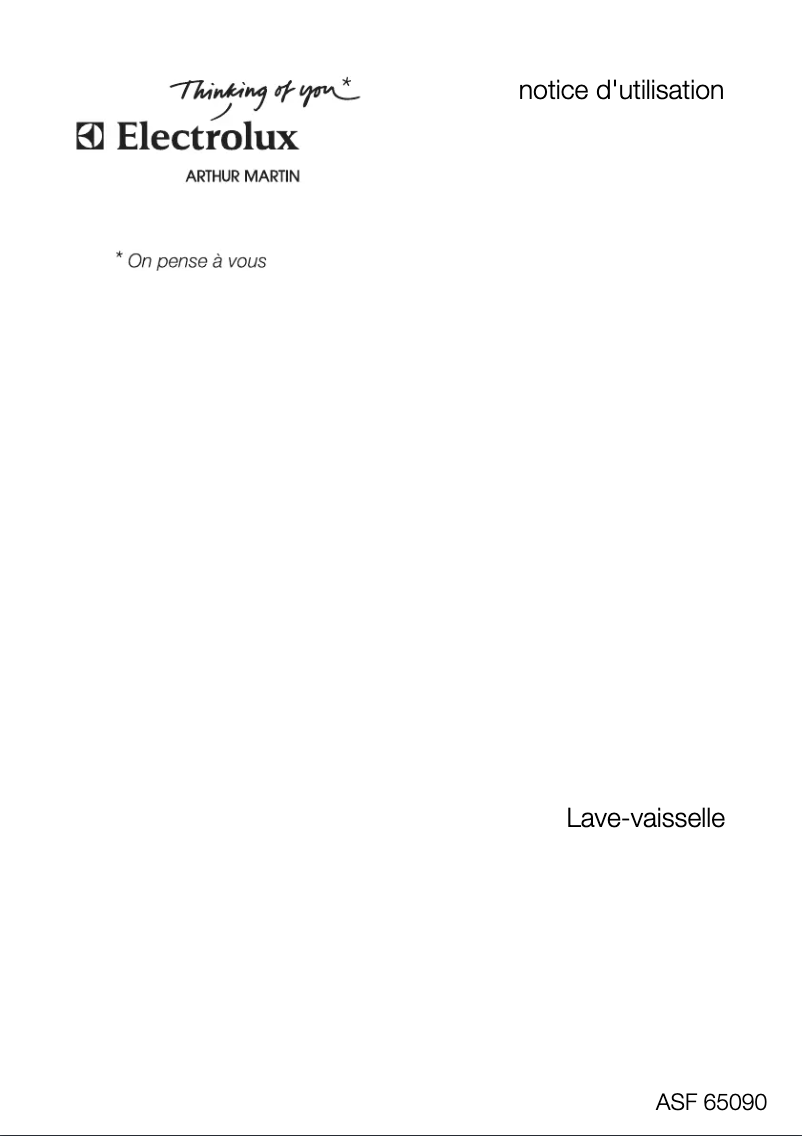 Page 1 de la notice Manuel utilisateur Arthur Martin-Electrolux ASF 65090