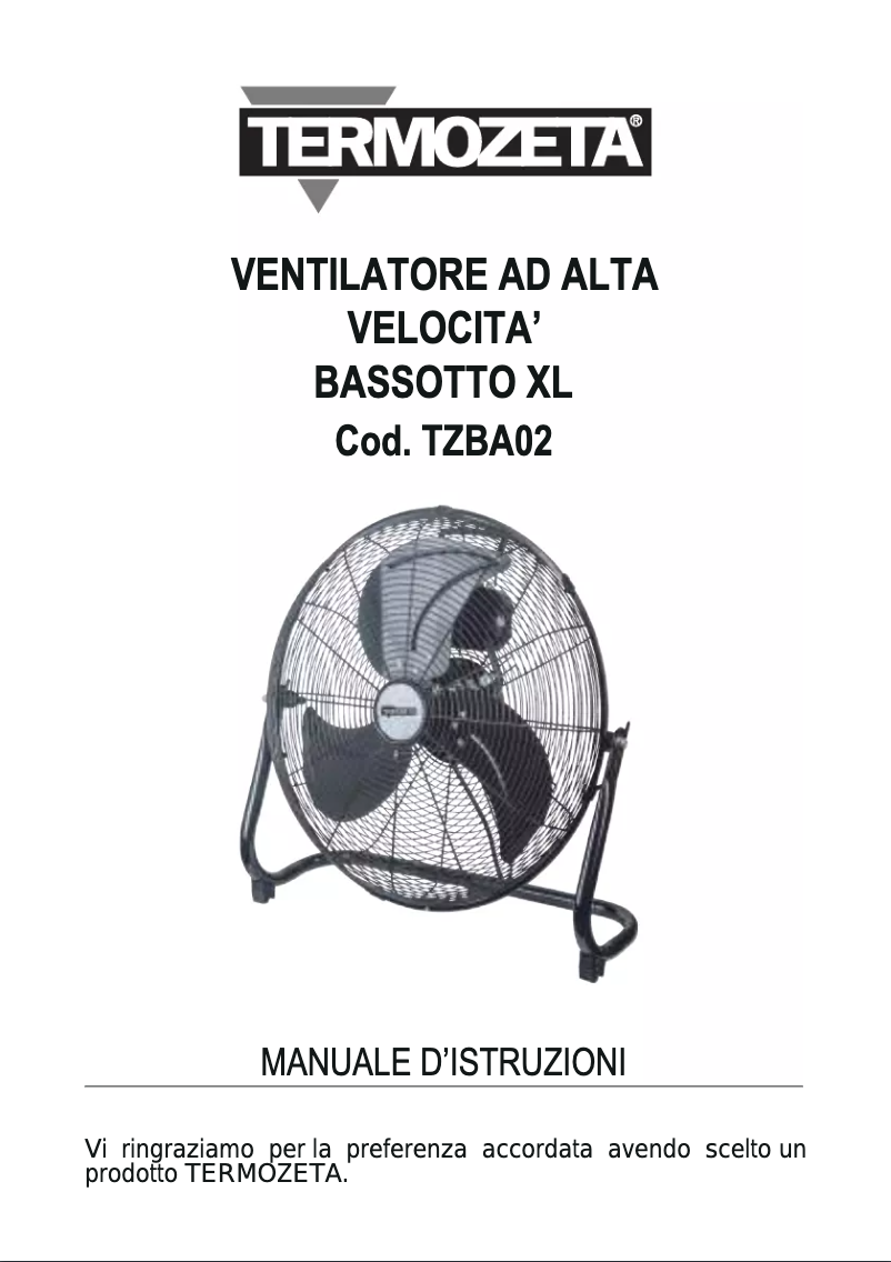 Image de la première page du manuel de l'appareil Bassotto XL TZBA02