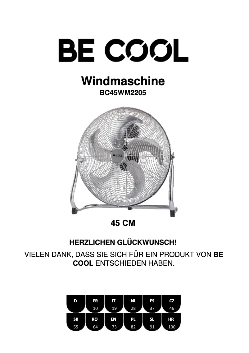 Page 1 of the manual User Manual Be Cool BC45WM2205